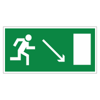 Знак безопасности Направление к эвакуационному выходу направо вниз (E07)
